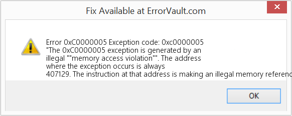 Fix Exception code: 0xc0000005 (Error Code 0xC0000005)