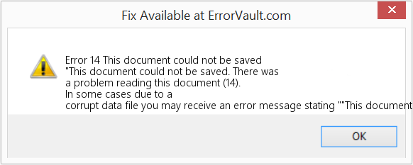 Fix This document could not be saved (Error Code 14)
