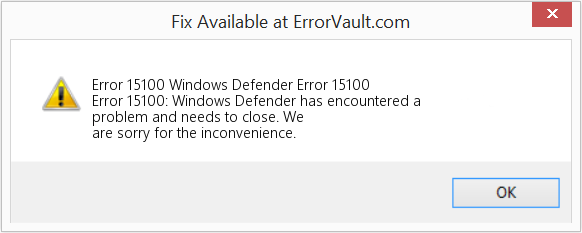Fix Windows Defender Error 15100 (Error Code 15100)