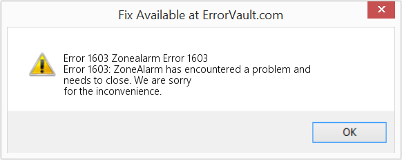 Fix Zonealarm Error 1603 (Error Code 1603)