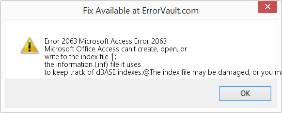 Fix Microsoft Access Error 2063 (Error Code 2063)