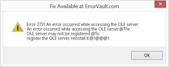 Fix An error occurred while accessing the OLE server (Error Code 2731)