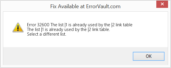 Fix The list |1 is already used by the |2 link table (Error Code 32600)