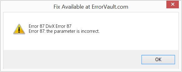 Fix DivX Error 87 (Error Code 87)