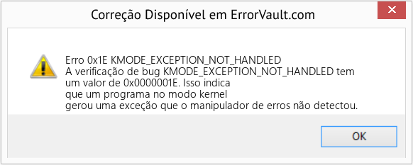 Fix KMODE_EXCEPTION_NOT_HANDLED (Error Erro 0x1E)