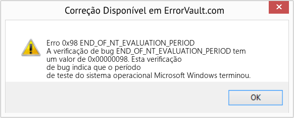 Fix END_OF_NT_EVALUATION_PERIOD (Error Erro 0x98)