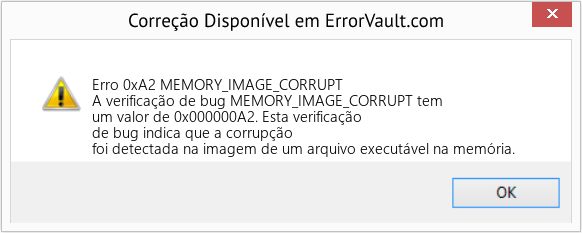 Fix MEMORY_IMAGE_CORRUPT (Error Erro 0xA2)