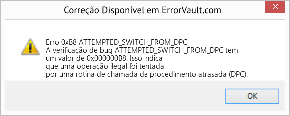 Fix ATTEMPTED_SWITCH_FROM_DPC (Error Erro 0xB8)