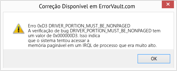 Fix DRIVER_PORTION_MUST_BE_NONPAGED (Error Erro 0xD3)