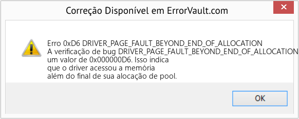Fix DRIVER_PAGE_FAULT_BEYOND_END_OF_ALLOCATION (Error Erro 0xD6)