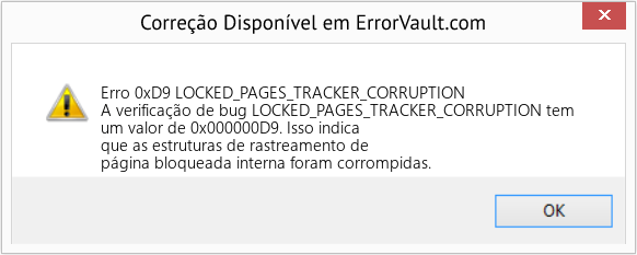 Fix LOCKED_PAGES_TRACKER_CORRUPTION (Error Erro 0xD9)