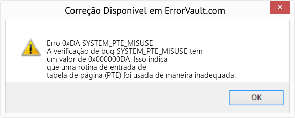 Fix SYSTEM_PTE_MISUSE (Error Erro 0xDA)
