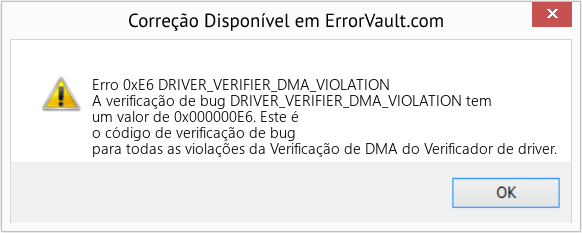 Fix DRIVER_VERIFIER_DMA_VIOLATION (Error Erro 0xE6)