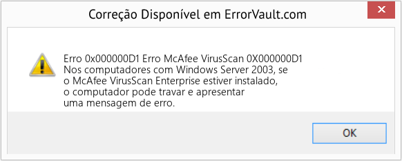 Fix Erro McAfee VirusScan 0X000000D1 (Error Erro 0x000000D1)