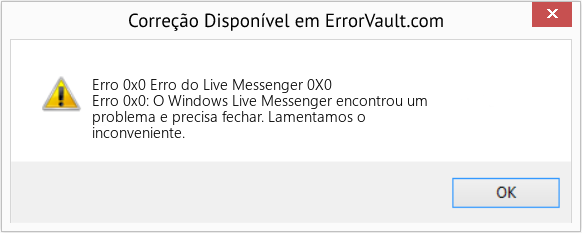Fix Erro do Live Messenger 0X0 (Error Erro 0x0)
