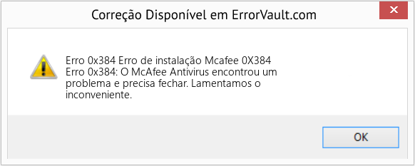 Fix Erro de instalação Mcafee 0X384 (Error Erro 0x384)