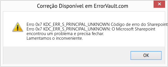 Fix Código de erro do Sharepoint 0X7 Kdc_Err_S_Principal_Unknown (Error Erro 0x7 KDC_ERR_S_PRINCIPAL_UNKNOWN)