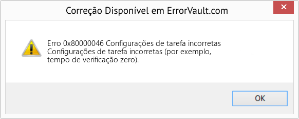 Fix Configurações de tarefa incorretas (Error Erro 0x80000046)