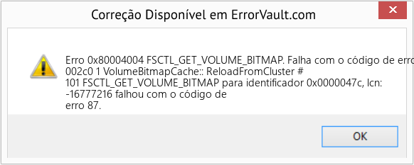 Fix FSCTL_GET_VOLUME_BITMAP. Falha com o código de erro 87 (Error Erro 0x80004004)