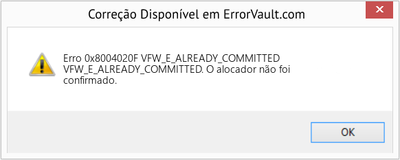 Fix VFW_E_ALREADY_COMMITTED (Error Erro 0x8004020F)
