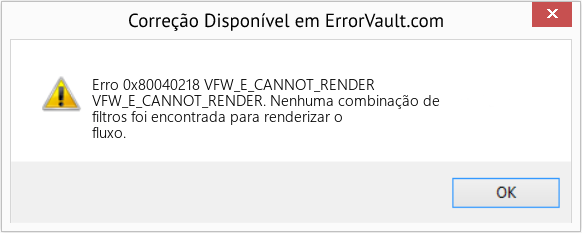 Fix VFW_E_CANNOT_RENDER (Error Erro 0x80040218)