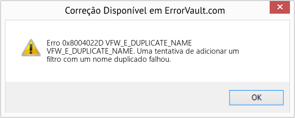 Fix VFW_E_DUPLICATE_NAME (Error Erro 0x8004022D)