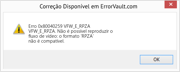 Fix VFW_E_RPZA (Error Erro 0x80040259)