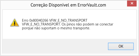 Fix VFW_E_NO_TRANSPORT (Error Erro 0x80040266)
