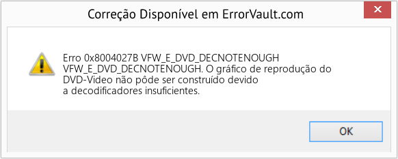 Fix VFW_E_DVD_DECNOTENOUGH (Error Erro 0x8004027B)