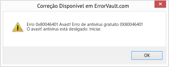 Fix Avast! Erro de antivírus gratuito 0X80046401 (Error Erro 0x80046401)