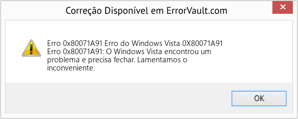 Fix Erro do Windows Vista 0X80071A91 (Error Erro 0x80071A91)