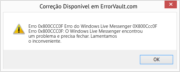Fix Erro do Windows Live Messenger 0X800Ccc0F (Error Erro 0x800CCC0F)