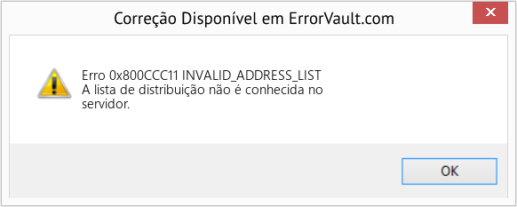 Fix INVALID_ADDRESS_LIST (Error Erro 0x800CCC11)