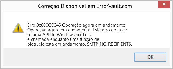 Fix Operação agora em andamento (Error Erro 0x800CCC45)