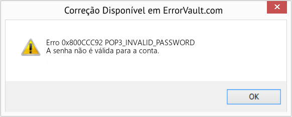 Fix POP3_INVALID_PASSWORD (Error Erro 0x800CCC92)