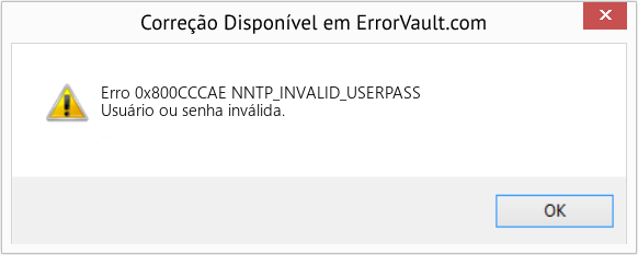 Fix NNTP_INVALID_USERPASS (Error Erro 0x800CCCAE)