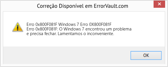 Fix Windows 7 Erro 0X800F081F (Error Erro 0x800F081F)