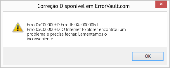 Fix Erro IE 0Xc00000Fd (Error Erro 0xC00000FD)