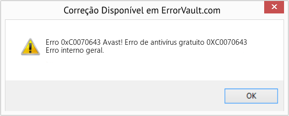 Fix Avast! Erro de antivírus gratuito 0XC0070643 (Error Erro 0xC0070643)