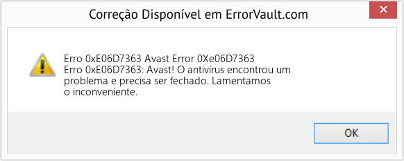 Fix Avast Error 0Xe06D7363 (Error Erro 0xE06D7363)