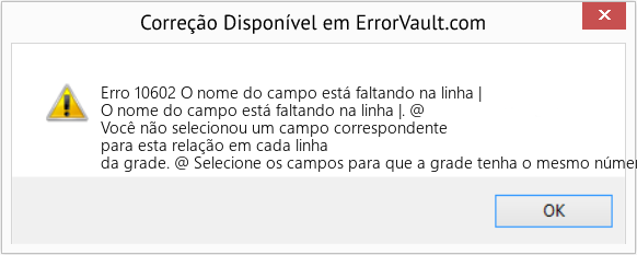 Download Error <?php echo $number; ?> (O nome do campo está faltando na linha |) Repair Tool Fix O nome do campo está faltando na linha | (Error Erro 10602)