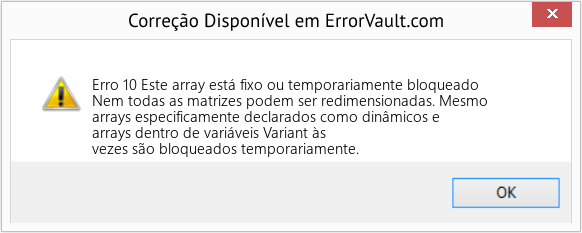 Fix Este array está fixo ou temporariamente bloqueado (Error Erro 10)