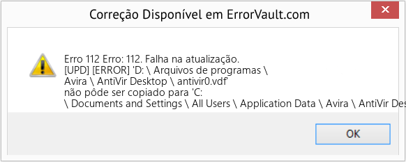 Fix Erro: 112. Falha na atualização. (Error Erro 112)