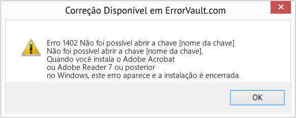 Fix Não foi possível abrir a chave [nome da chave] (Error Erro 1402)