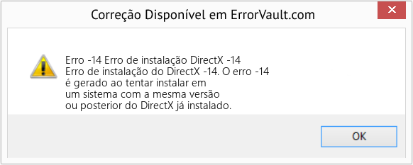 Fix Erro de instalação DirectX -14 (Error Erro -14)