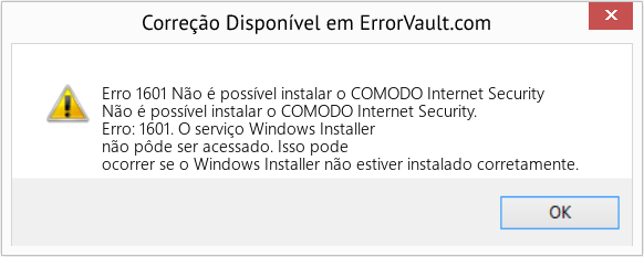 Fix Não é possível instalar o COMODO Internet Security (Error Erro 1601)