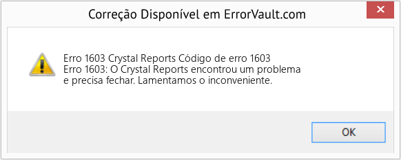 Fix Crystal Reports Código de erro 1603 (Error Erro 1603)
