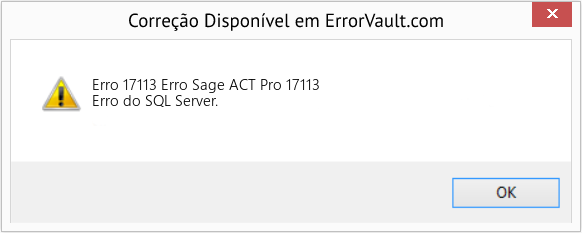 Fix Erro Sage ACT Pro 17113 (Error Erro 17113)