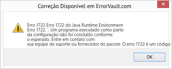 Fix Erro 1722 do Java Runtime Environment (Error Erro 1722)