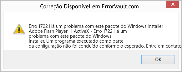 Fix Há um problema com este pacote do Windows Installer (Error Erro 1722)
